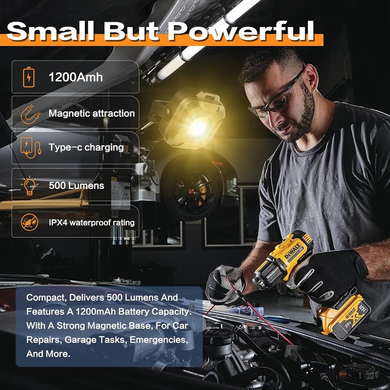 Kunhe Christmas Stocking Stuffers Gifts for Men Adults Him Dad Mini 500 Lumens 1200 MAh Magnetic Led Work Light Rechargeable for Car Repairing Emergency Light - Image 4